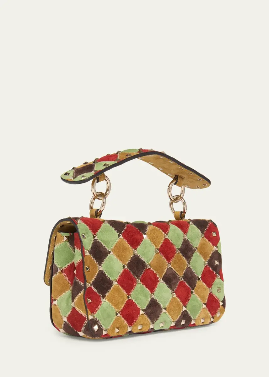 Valentino Garavani Small Rockstud Patchwork Suede Shoulder Bag | Thumbnail 2