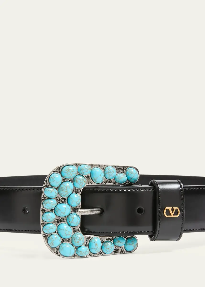 Valentino Garavani VLogo Signature Brushed Calfskin Belt, 30mm | Thumbnail 2 Valentino Garavani VLogo Signature Brushed Calfskin Belt, 30mm | Thumbnail 2