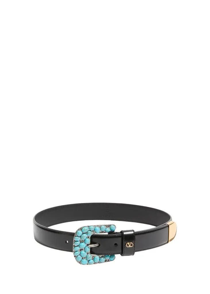 Valentino Garavani VLogo Signature Brushed Calfskin Belt, 30mm | Image 1 Valentino Garavani VLogo Signature Brushed Calfskin Belt, 30mm | Image 1