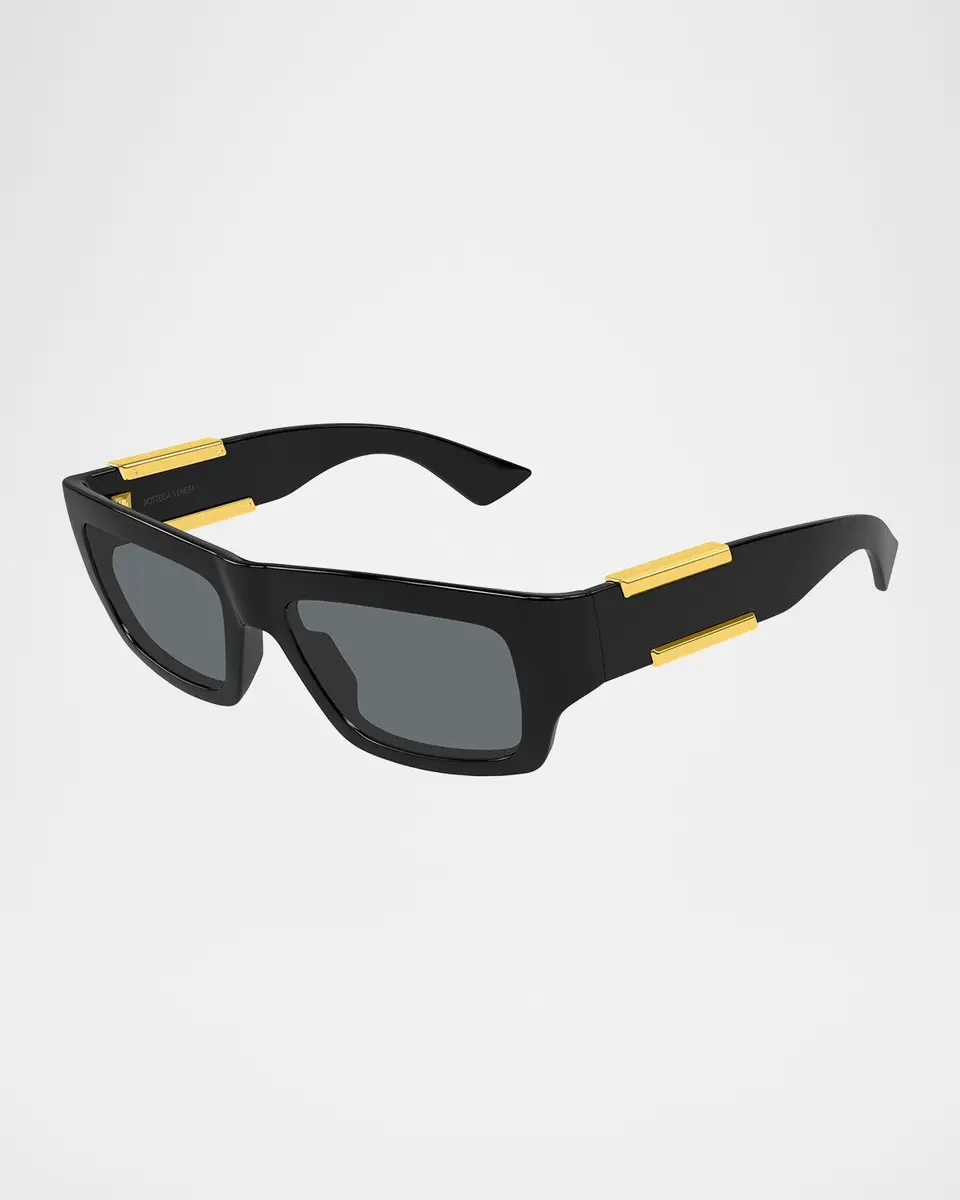 Bottega Veneta Men's Dash Rectangular Nylon Sunglasses | Thumbnail 2
