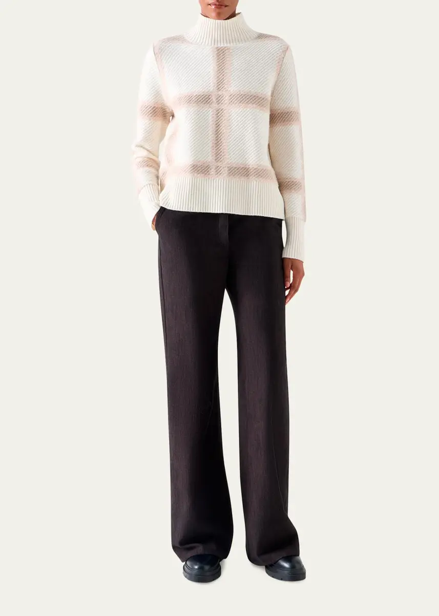 Akris punto Intarsia Plaid Wool-Cashmere Sweater | Thumbnail 2 Akris punto Intarsia Plaid Wool-Cashmere Sweater | Thumbnail 2