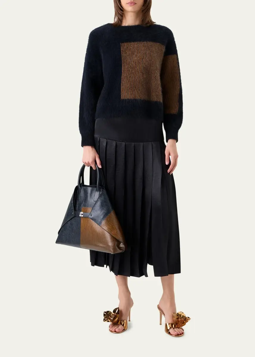 Akris Cloud Cashmere Oro Lienzo Jacquard Crewneck Sweater | Thumbnail 2 Akris Cloud Cashmere Oro Lienzo Jacquard Crewneck Sweater | Thumbnail 2
