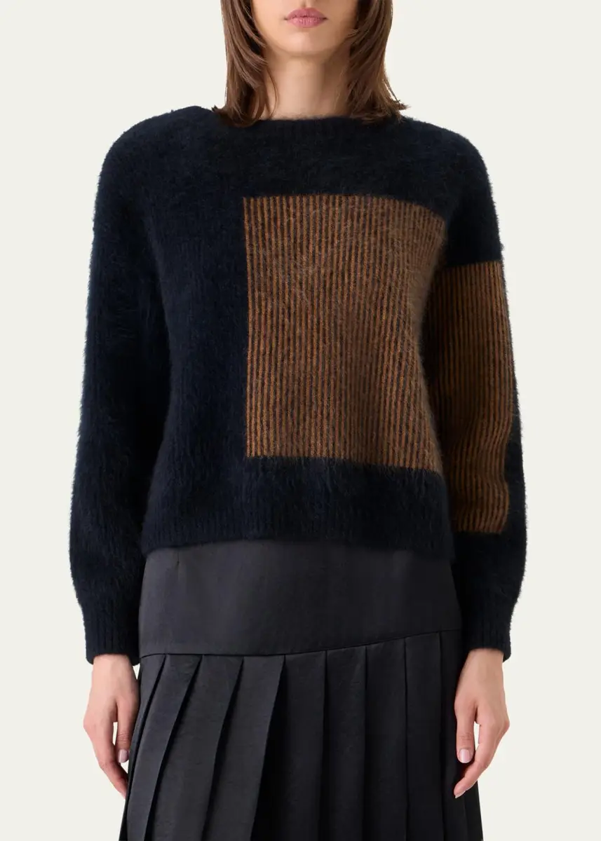 Akris Cloud Cashmere Oro Lienzo Jacquard Crewneck Sweater | Thumbnail 4 Akris Cloud Cashmere Oro Lienzo Jacquard Crewneck Sweater | Thumbnail 4