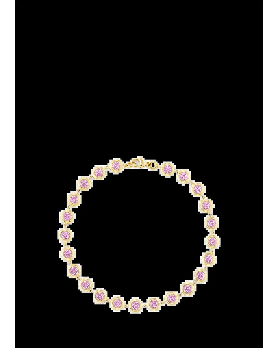 GEMELLA JEWELS 18K Yellow Gold Pink Sapphire Tennis Double Bubble Bezel Bracelet, 2mm | Thumbnail 2 GEMELLA JEWELS 18K Yellow Gold Pink Sapphire Tennis Double Bubble Bezel Bracelet, 2mm | Thumbnail 2