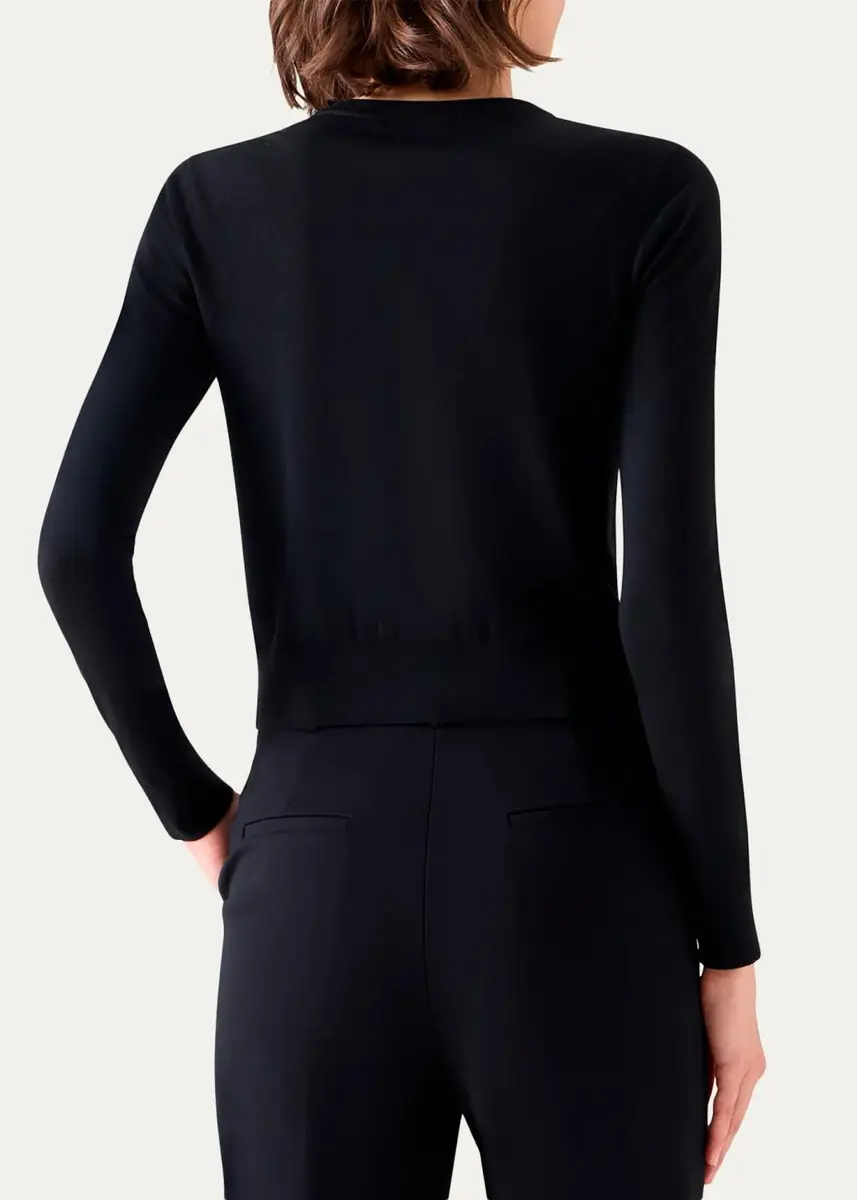 Akris punto Merino Wool Crewneck Cardigan | Thumbnail 4 Akris punto Merino Wool Crewneck Cardigan | Thumbnail 4