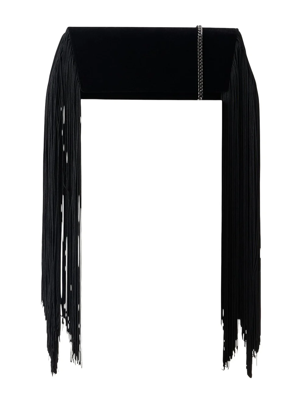 Anouk Fringed Velvet Trapezoid Clutch Bag Anouk Fringed Velvet Trapezoid Clutch Bag