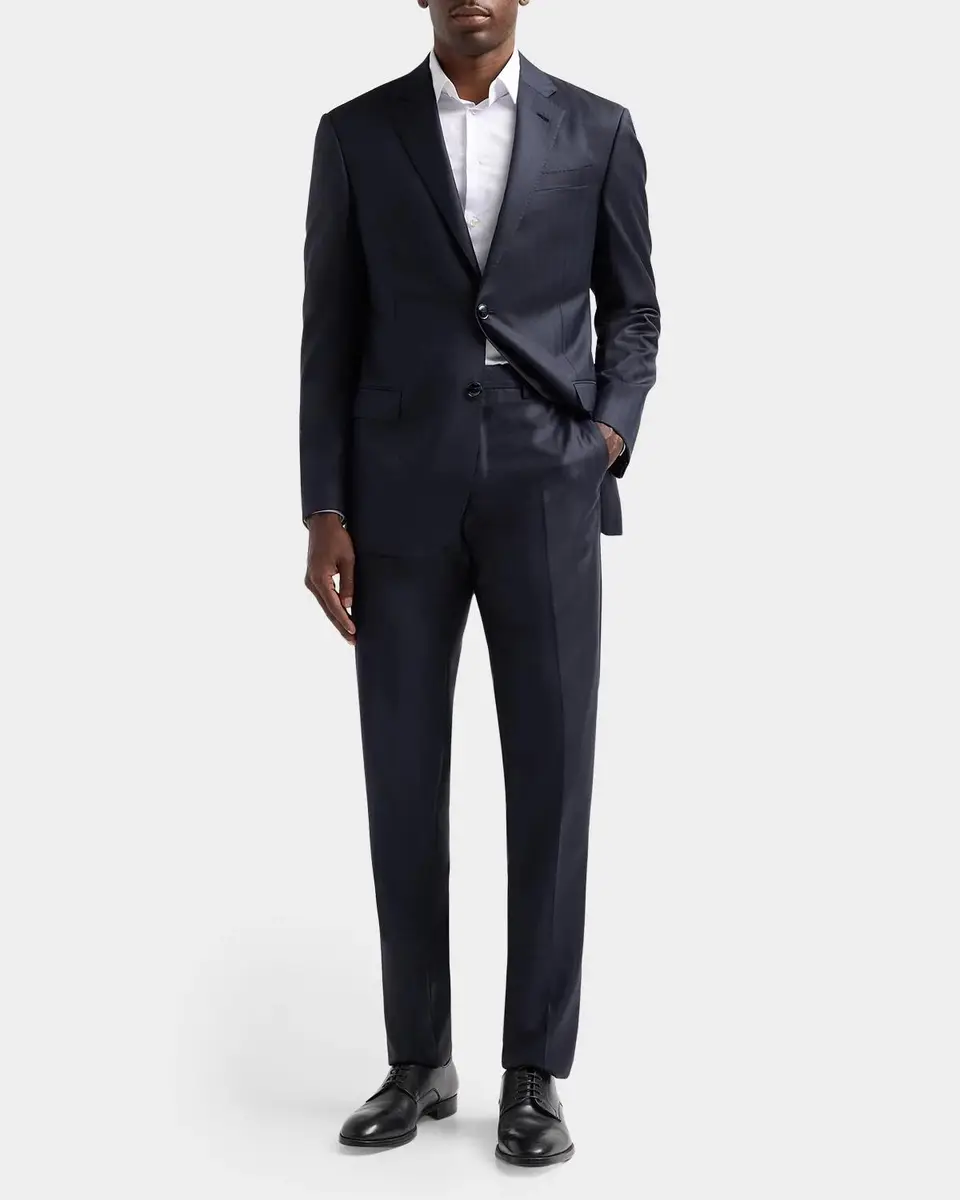 Giorgio Armani Striped Herringbone Wool Single-Breasted Suit | Thumbnail 2