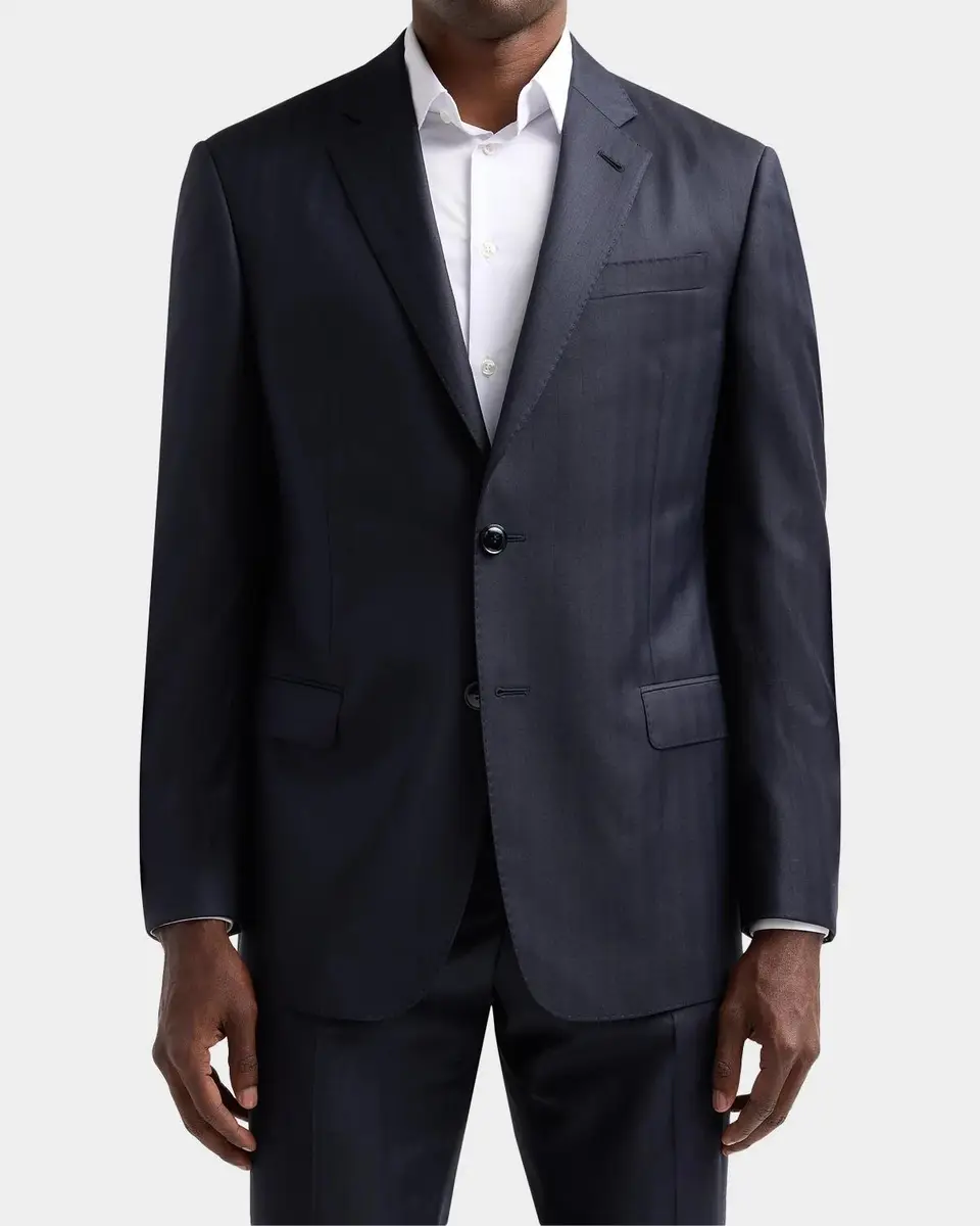 Giorgio Armani Striped Herringbone Wool Single-Breasted Suit | Thumbnail 4