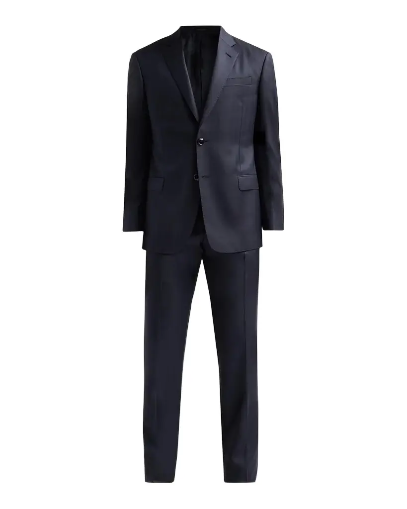 Striped Herringbone Wool Single-Breasted Suit Striped Herringbone Wool Single-Breasted Suit