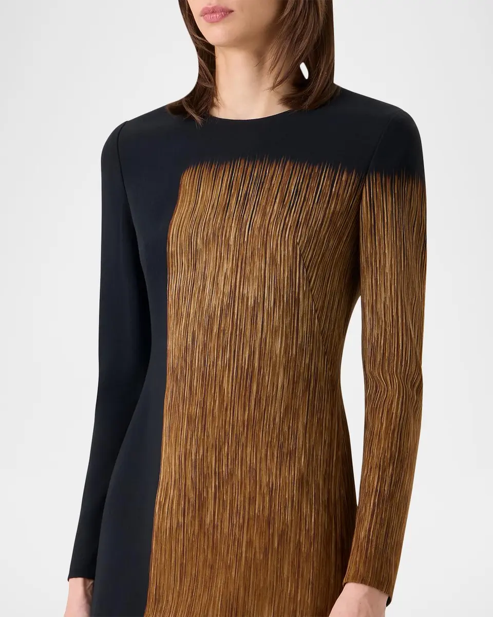 Akris Oro Lienzo Print Wool Crepe Long-Sleeve Midi Dress | Thumbnail 5 Akris Oro Lienzo Print Wool Crepe Long-Sleeve Midi Dress | Thumbnail 5