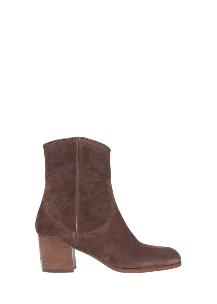 Valentino Garavani 40mm Bard Embroidered Suede Ankle Boots | Image 1 Valentino Garavani 40mm Bard Embroidered Suede Ankle Boots | Image 1