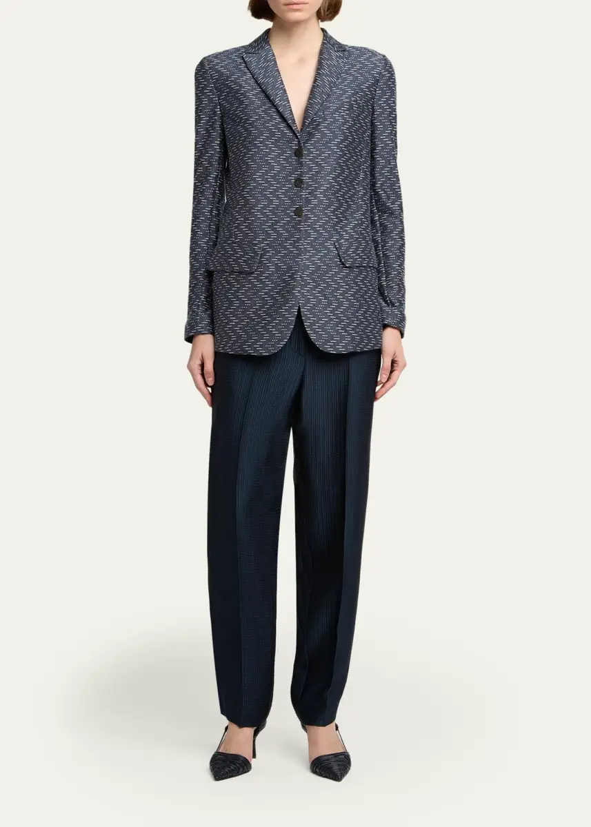 Giorgio Armani Zigzag Jacquard Cashmere Single-Breasted Jacket | Thumbnail 2 Giorgio Armani Zigzag Jacquard Cashmere Single-Breasted Jacket | Thumbnail 2