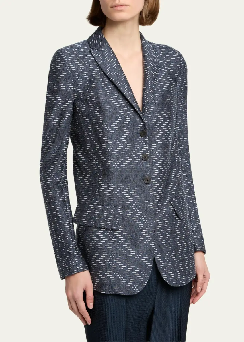 Giorgio Armani Zigzag Jacquard Cashmere Single-Breasted Jacket | Thumbnail 4 Giorgio Armani Zigzag Jacquard Cashmere Single-Breasted Jacket | Thumbnail 4