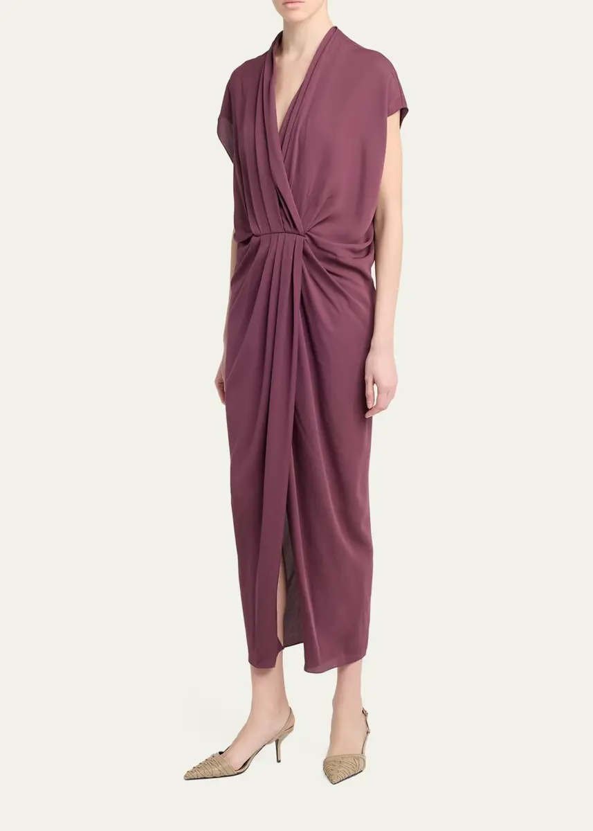 Giorgio Armani Pleat Draped Silk Midi Dress | Thumbnail 4 Giorgio Armani Pleat Draped Silk Midi Dress | Thumbnail 4