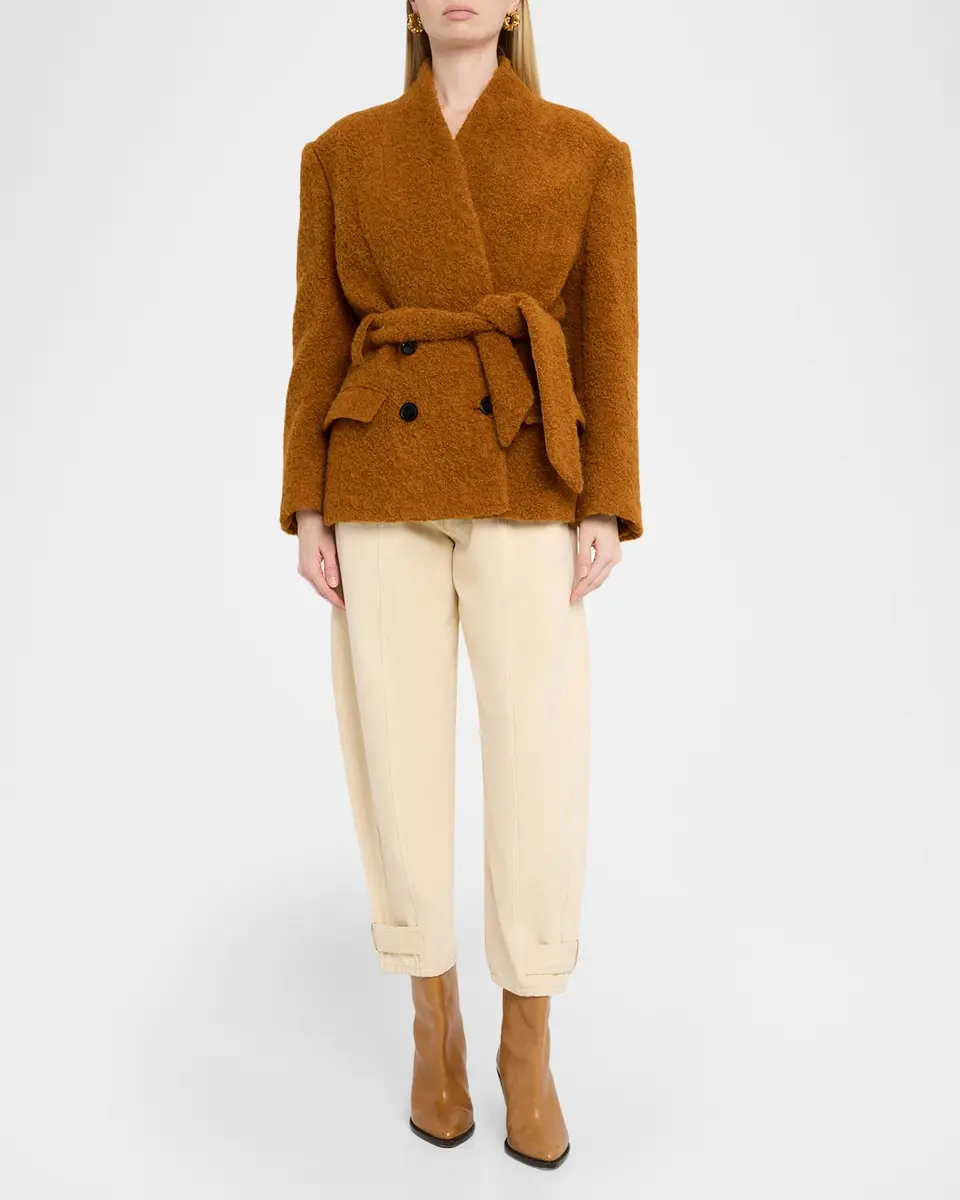 Isabel Marant Syndra Boucle Belted Oversized Wrap Jacket | Thumbnail 2 Isabel Marant Syndra Boucle Belted Oversized Wrap Jacket | Thumbnail 2