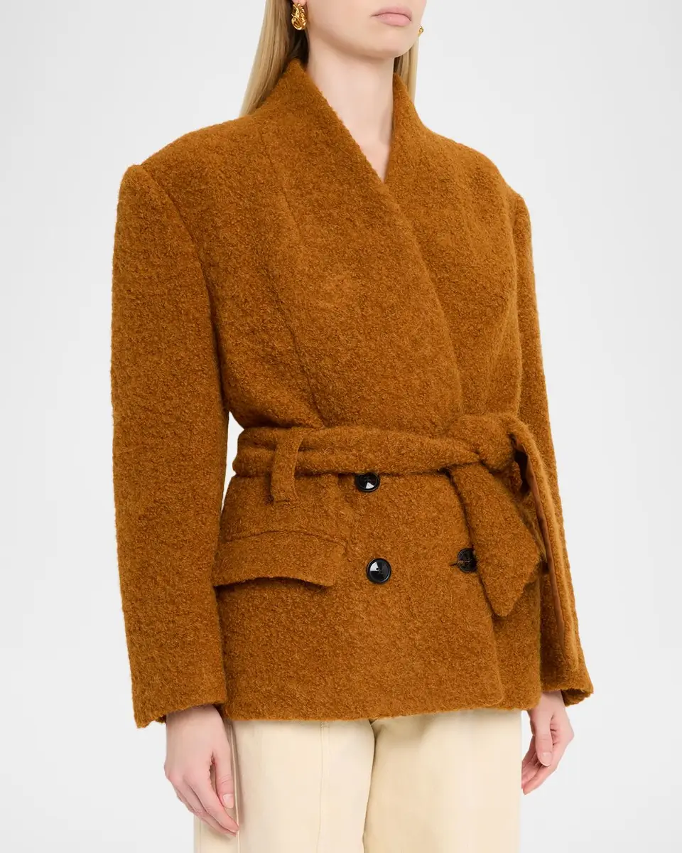 Isabel Marant Syndra Boucle Belted Oversized Wrap Jacket | Thumbnail 4 Isabel Marant Syndra Boucle Belted Oversized Wrap Jacket | Thumbnail 4