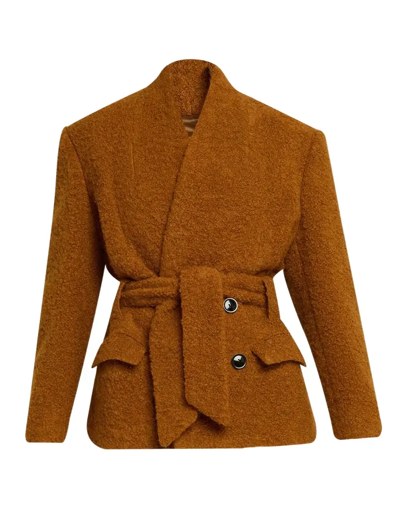 Isabel Marant Syndra Boucle Belted Oversized Wrap Jacket