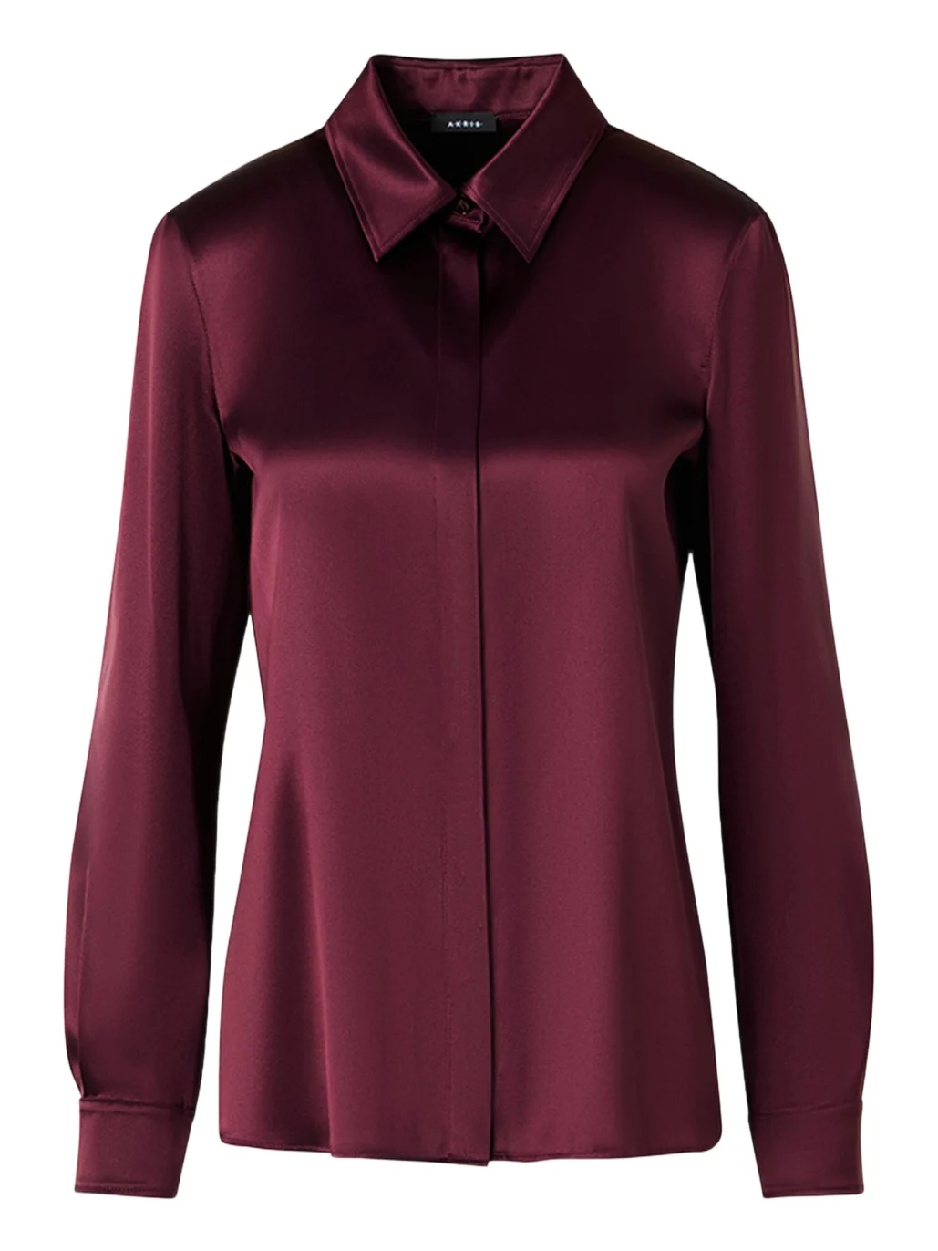 Silk Satin Concealed-Front Button-Down Blouse Silk Satin Concealed-Front Button-Down Blouse