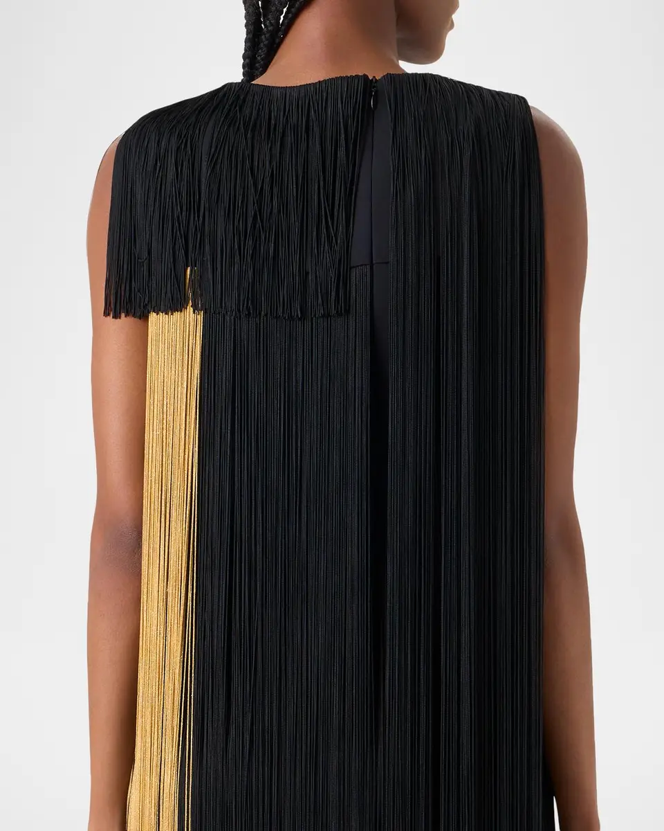 Akris Colorblock Oro Lienzo Fringe Column Gown | Thumbnail 5 Akris Colorblock Oro Lienzo Fringe Column Gown | Thumbnail 5