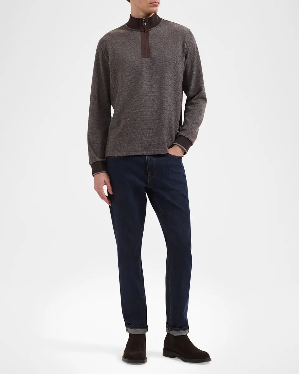Bugatchi Men's Micro-Houndstooth Knit Quarter-Zip Sweater | Thumbnail 2
