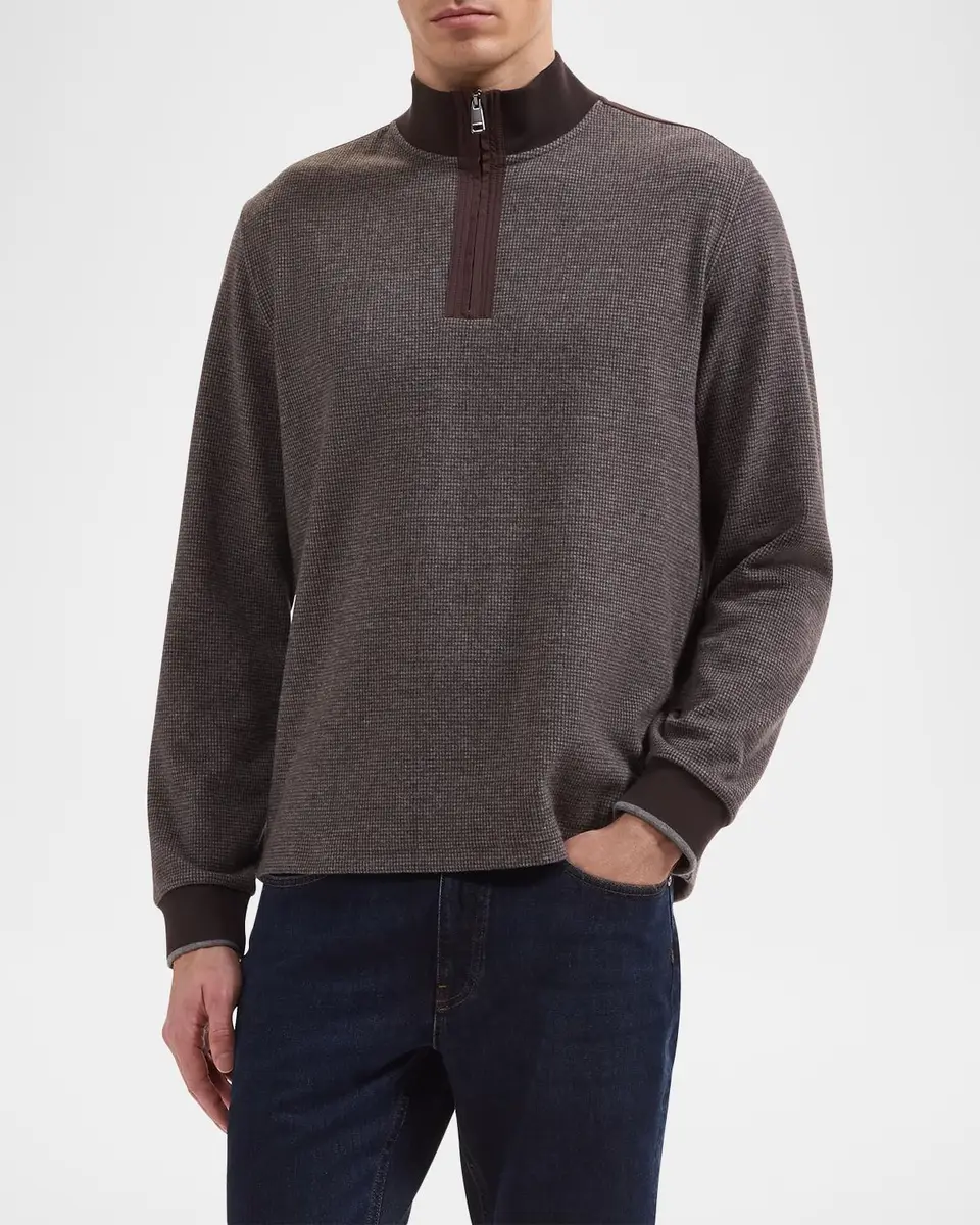 Bugatchi Men's Micro-Houndstooth Knit Quarter-Zip Sweater | Thumbnail 4