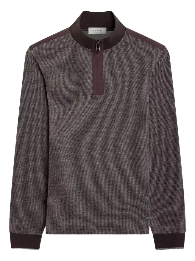 Men's Micro-Houndstooth Knit Quarter-Zip Sweater