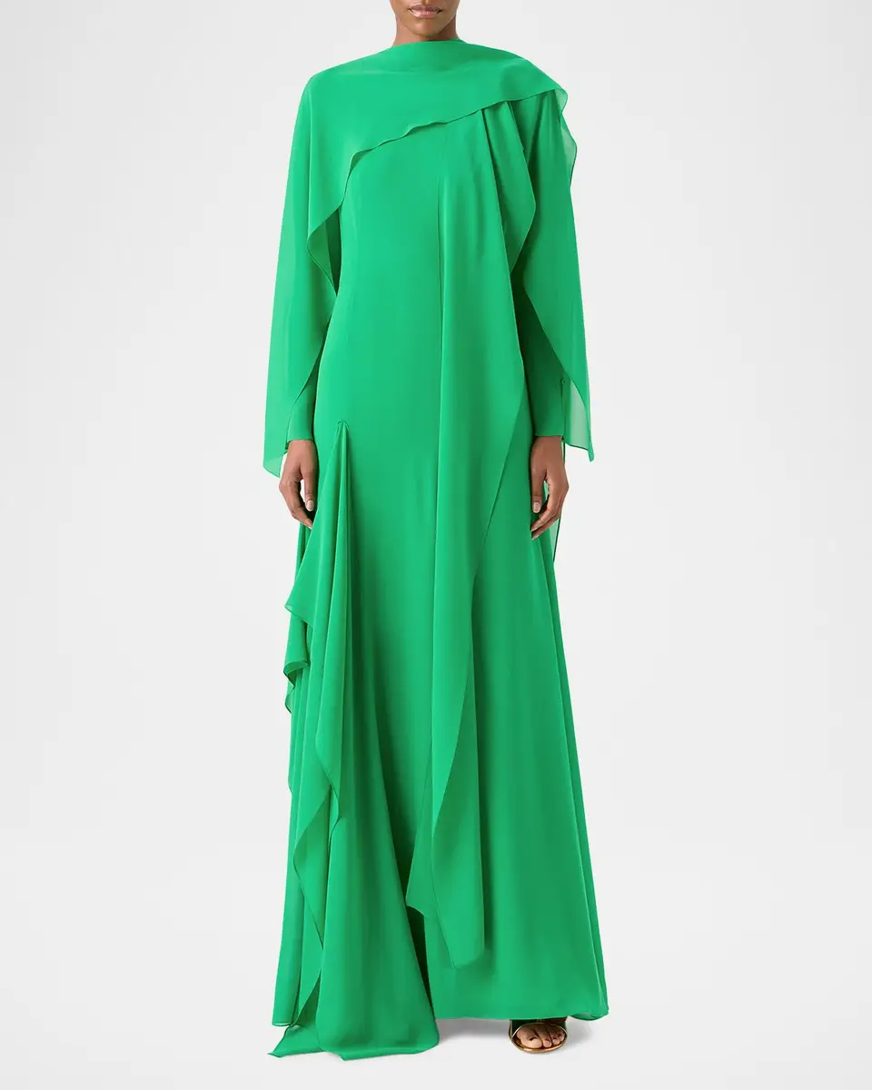 Akris Long Asymmetric Capelet Dress | Thumbnail 2 Akris Long Asymmetric Capelet Dress | Thumbnail 2