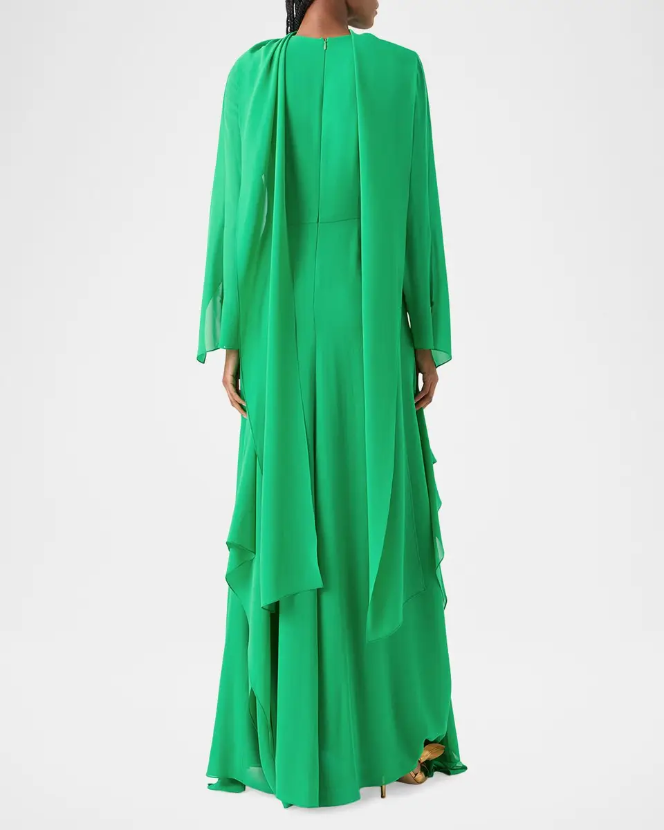 Akris Long Asymmetric Capelet Dress | Thumbnail 3 Akris Long Asymmetric Capelet Dress | Thumbnail 3