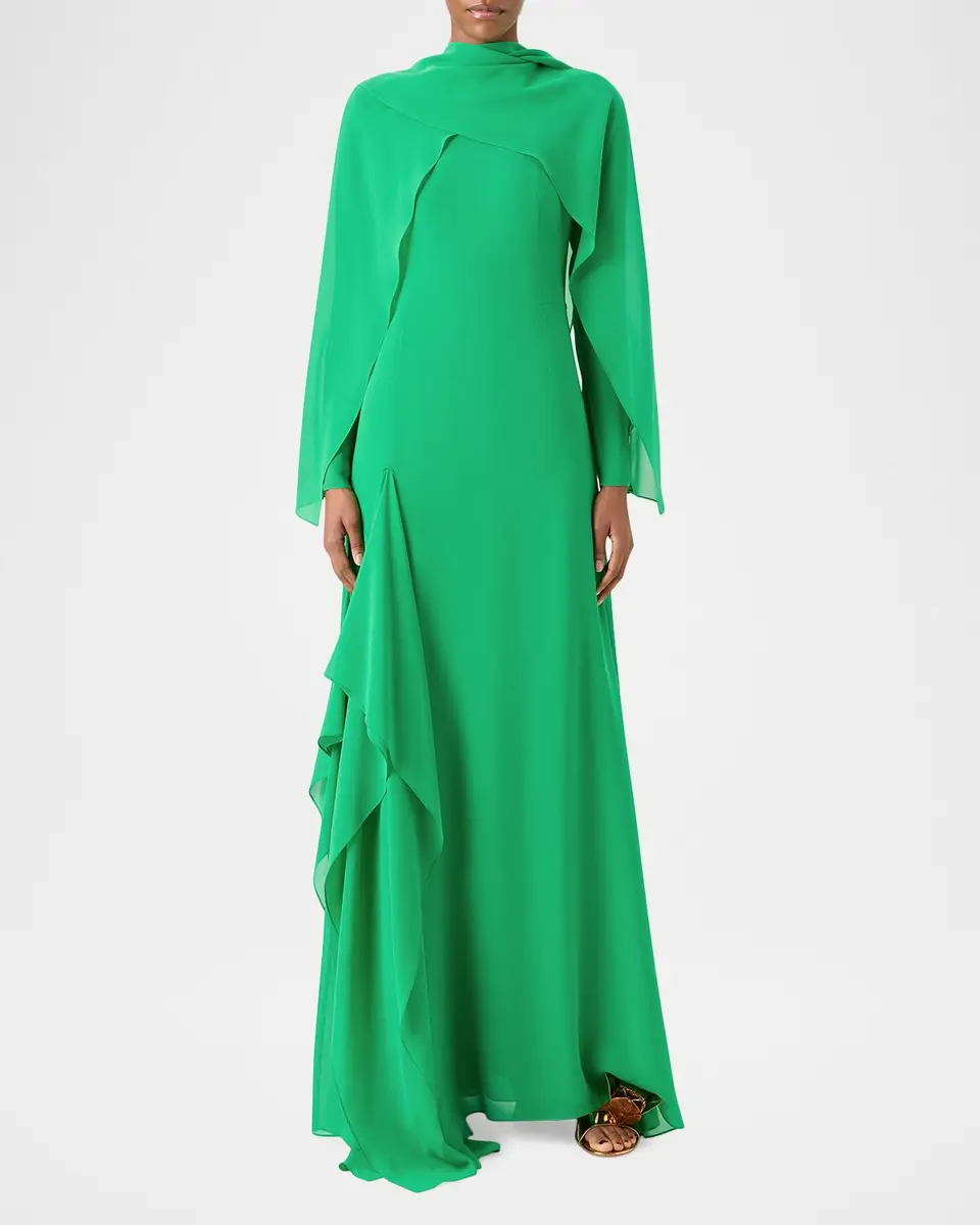 Akris Long Asymmetric Capelet Dress | Thumbnail 4 Akris Long Asymmetric Capelet Dress | Thumbnail 4
