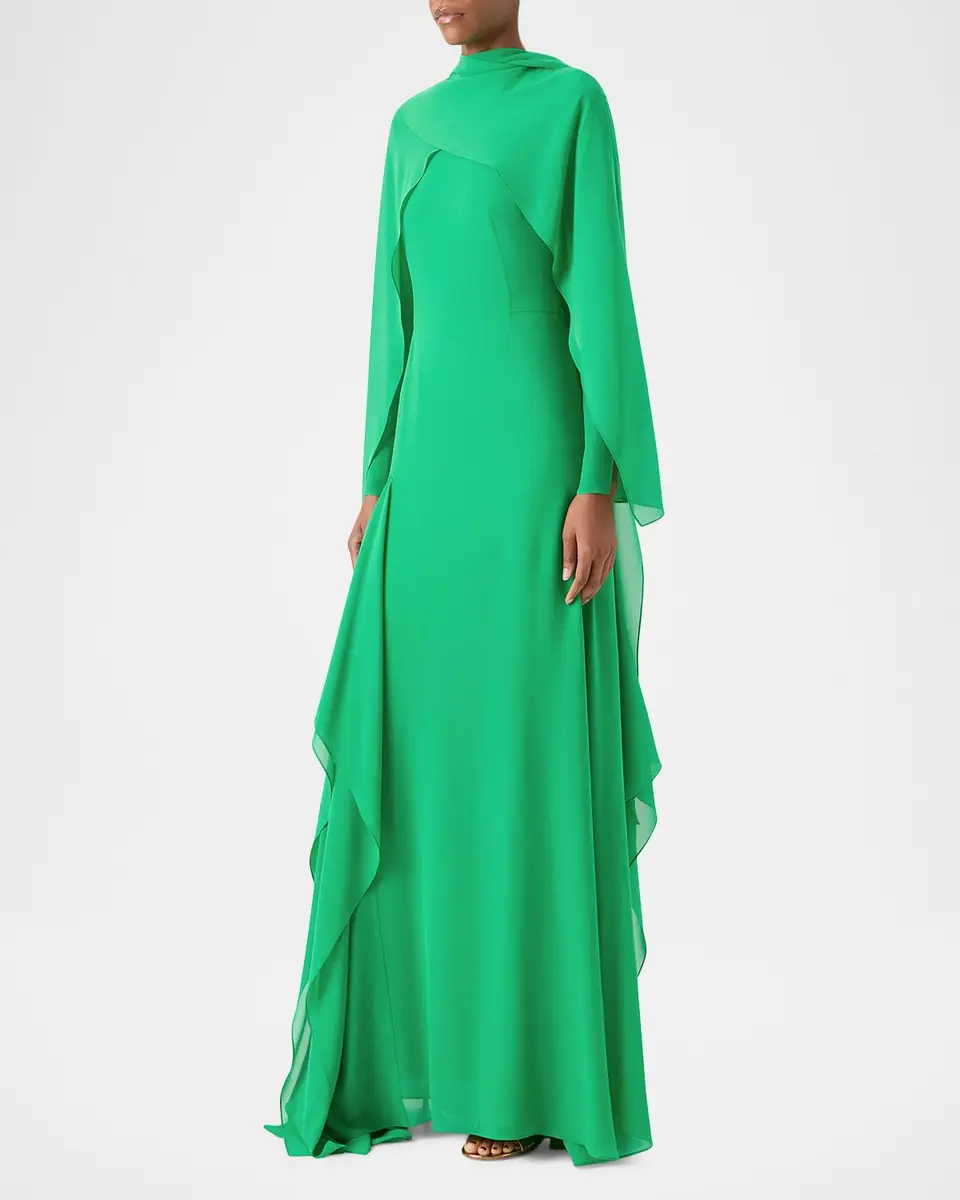 Akris Long Asymmetric Capelet Dress | Thumbnail 6 Akris Long Asymmetric Capelet Dress | Thumbnail 6