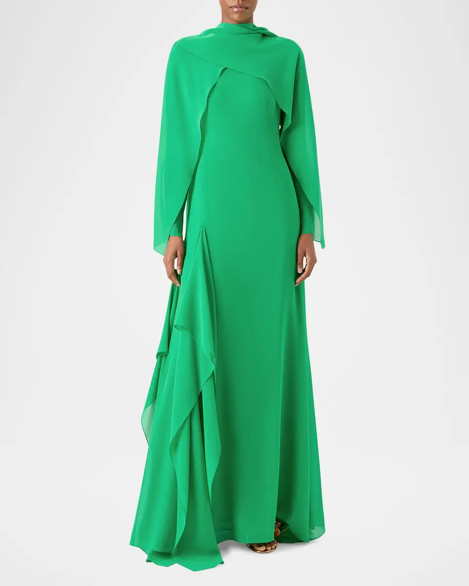 Akris Long Asymmetric Capelet Dress | Thumbnail 7 Akris Long Asymmetric Capelet Dress | Thumbnail 7