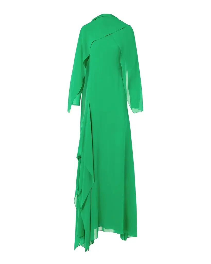 Akris Long Asymmetric Capelet Dress