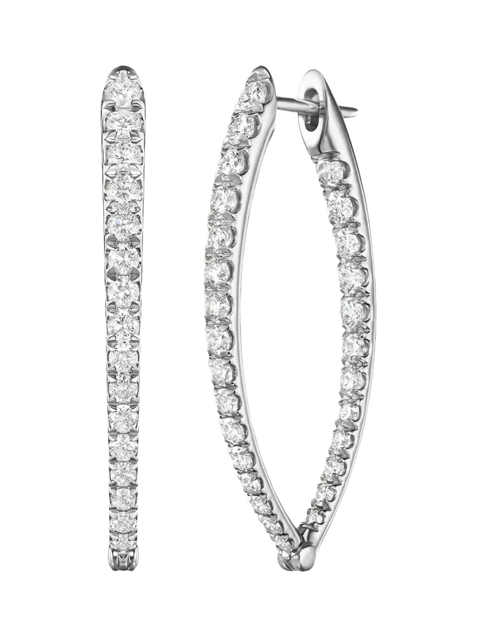 Cristina Medium Diamond Tapered Hoop Earrings