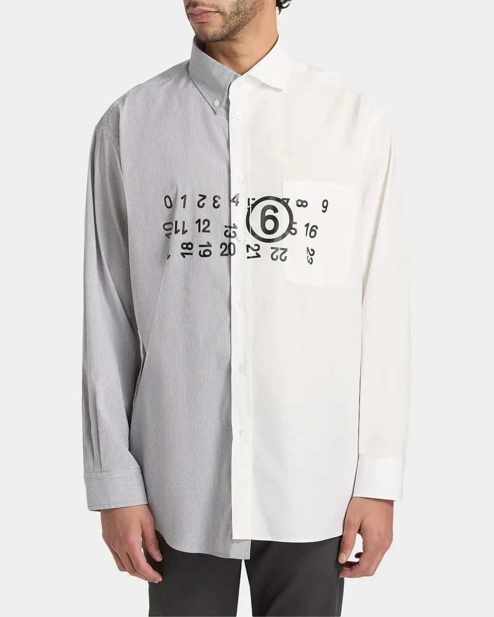 Maison Margiela Numeric Cotton-Blend Asymmetric Shirt | Thumbnail 4 Maison Margiela Numeric Cotton-Blend Asymmetric Shirt | Thumbnail 4