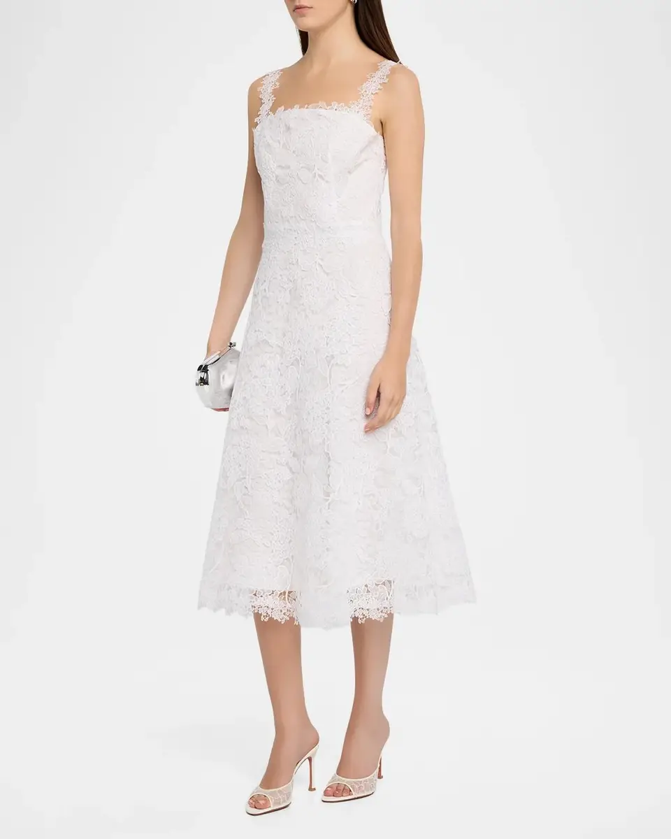 Carolina Herrera Florale Guipure Lace Sleeveless Midi Dress | Thumbnail 4 Carolina Herrera Florale Guipure Lace Sleeveless Midi Dress | Thumbnail 4