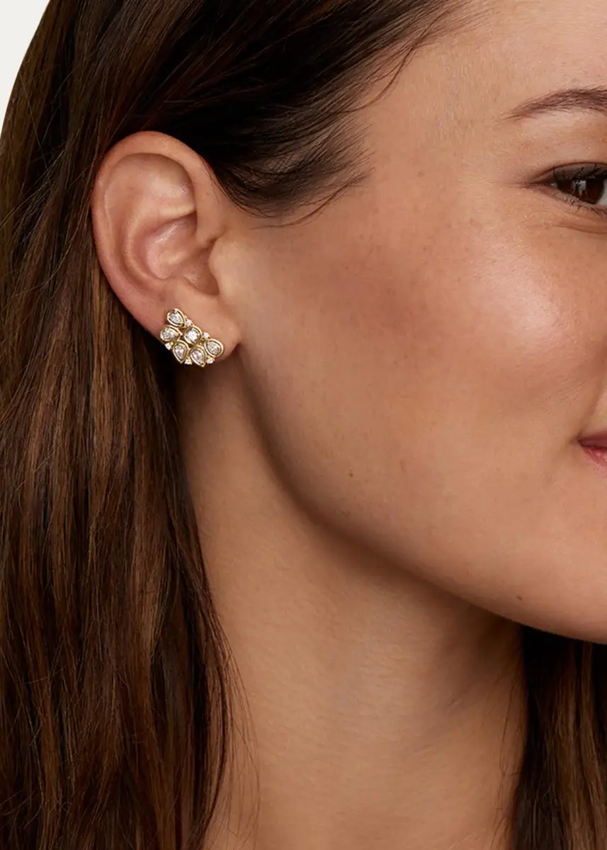 Jamie Wolf 18K Yellow and White Gold Diamond Lotus Stud Earrings | Thumbnail 2 Jamie Wolf 18K Yellow and White Gold Diamond Lotus Stud Earrings | Thumbnail 2