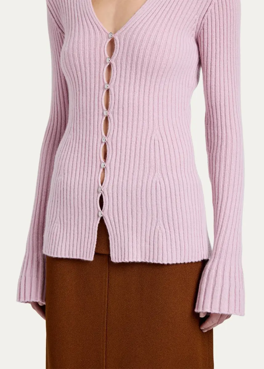 Proenza Schouler Valeria Cashmere Rib V-Neck Cardigan | Thumbnail 4 Proenza Schouler Valeria Cashmere Rib V-Neck Cardigan | Thumbnail 4