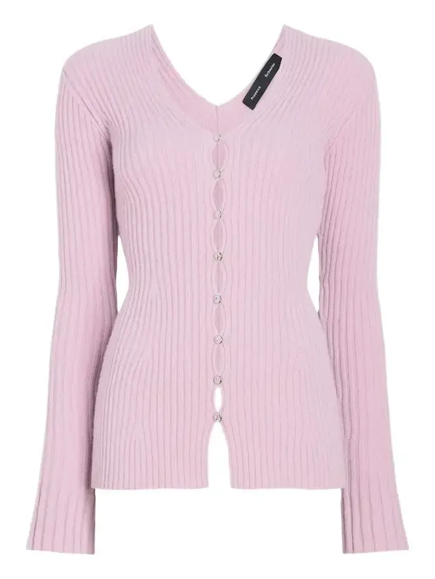 Valeria Cashmere Rib V-Neck Cardigan