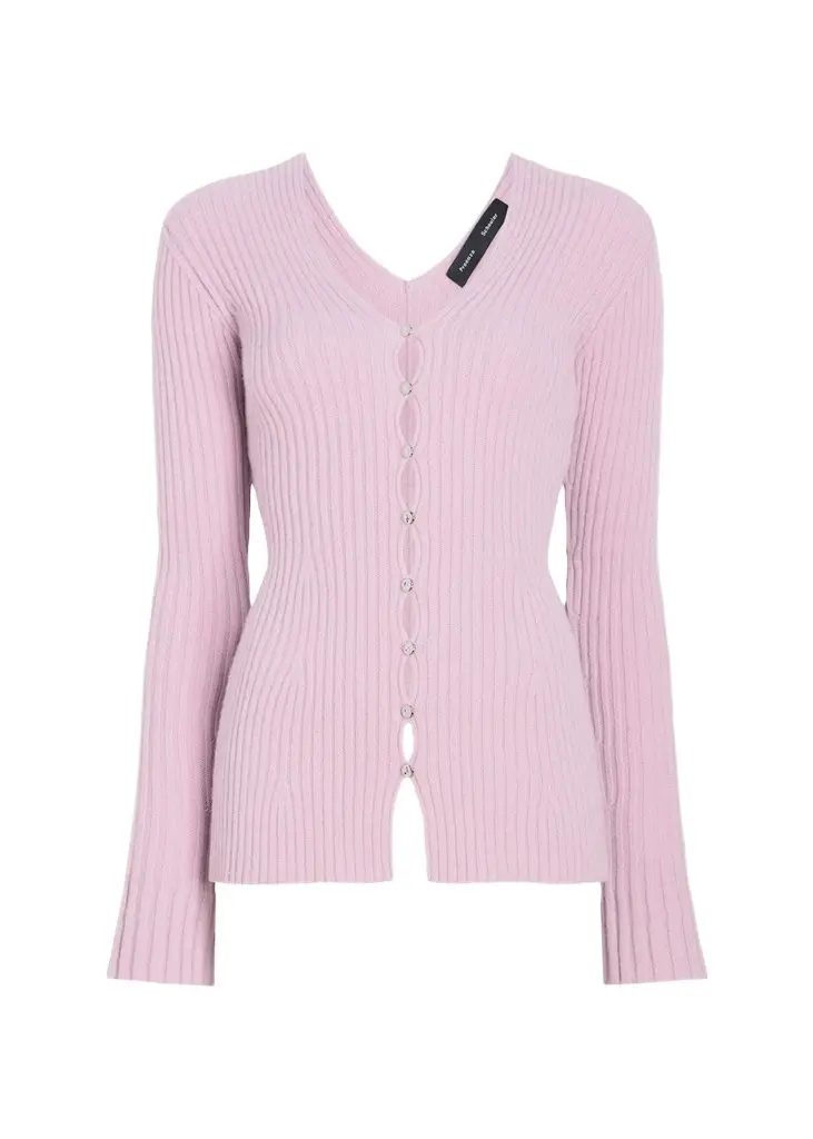 Proenza Schouler Valeria Cashmere Rib V-Neck Cardigan | Image 1 Proenza Schouler Valeria Cashmere Rib V-Neck Cardigan | Image 1
