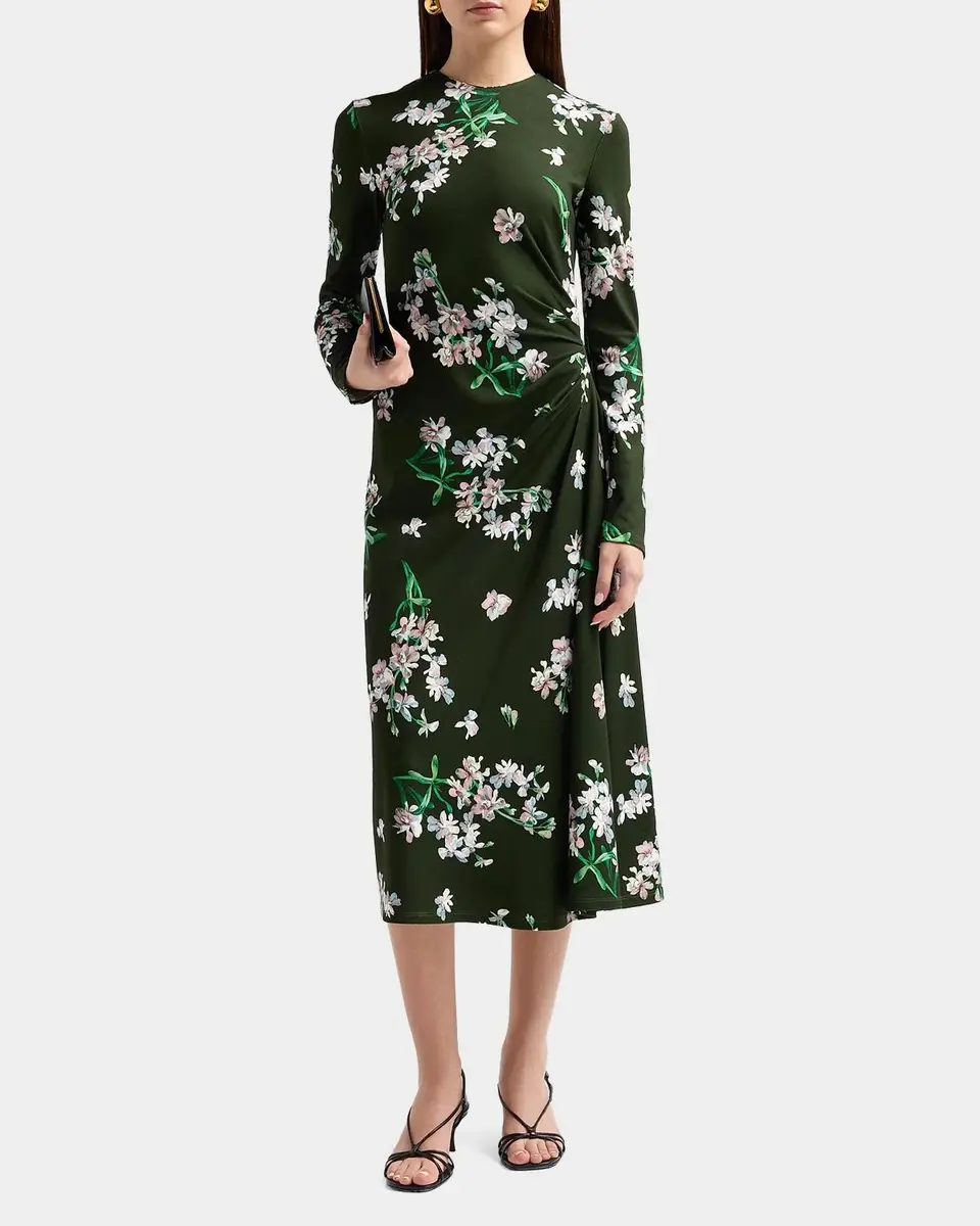 Erdem Floral Ponte Long-Sleeve Midi Dress | Thumbnail 2 Erdem Floral Ponte Long-Sleeve Midi Dress | Thumbnail 2