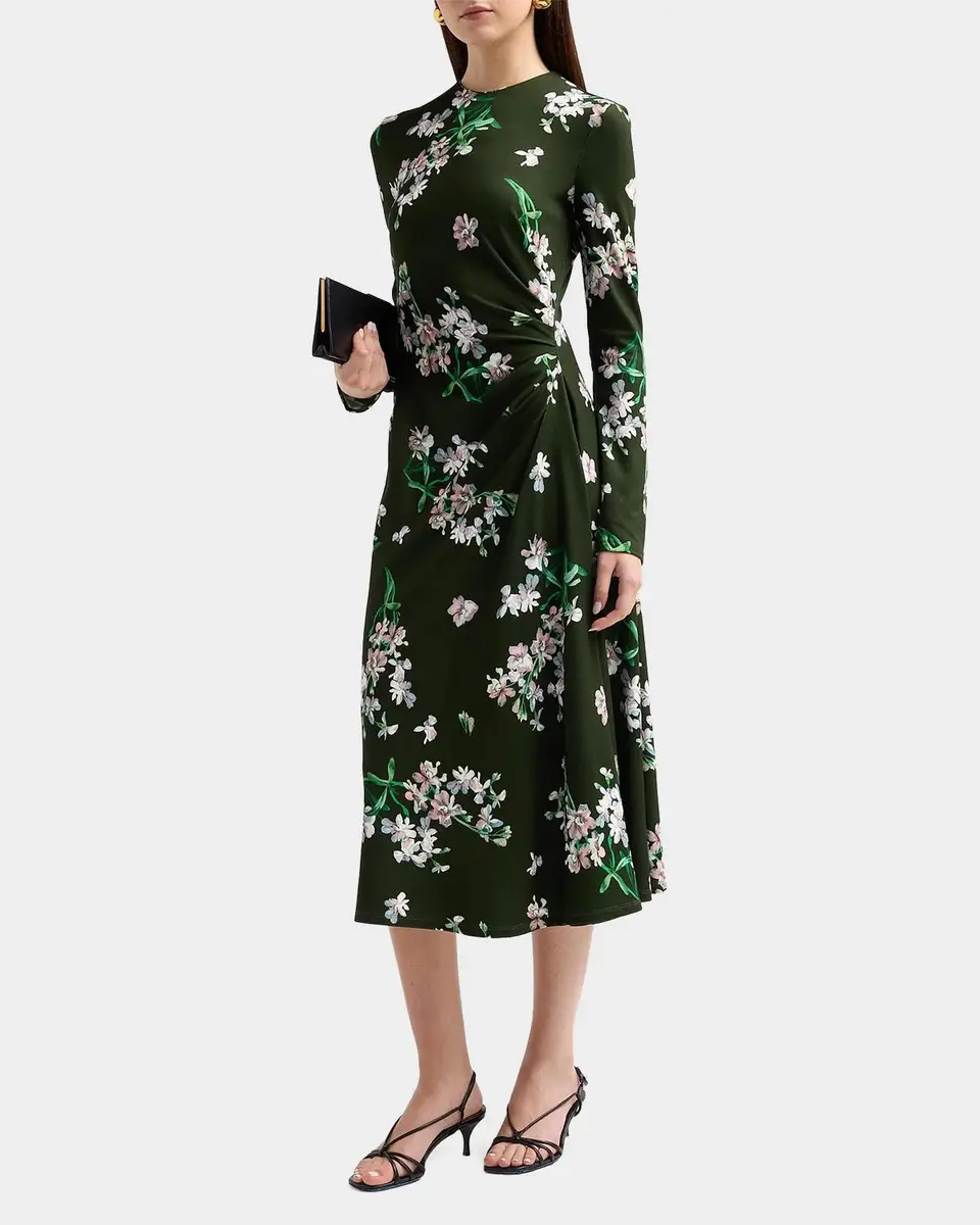 Erdem Floral Ponte Long-Sleeve Midi Dress | Thumbnail 5 Erdem Floral Ponte Long-Sleeve Midi Dress | Thumbnail 5