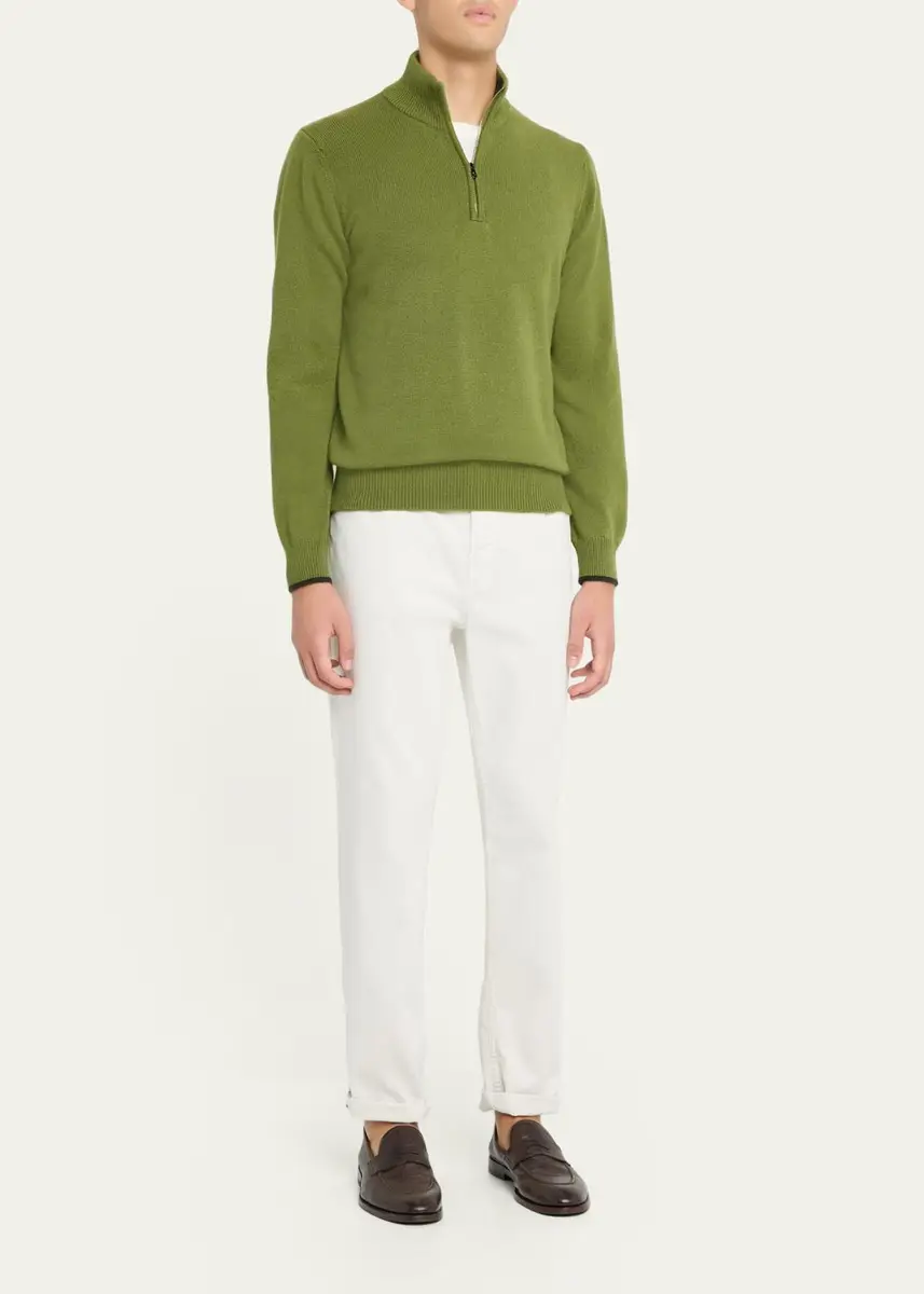 Fioroni Men's 3-Ply Cashmere Half-Zip Sweater | Thumbnail 2