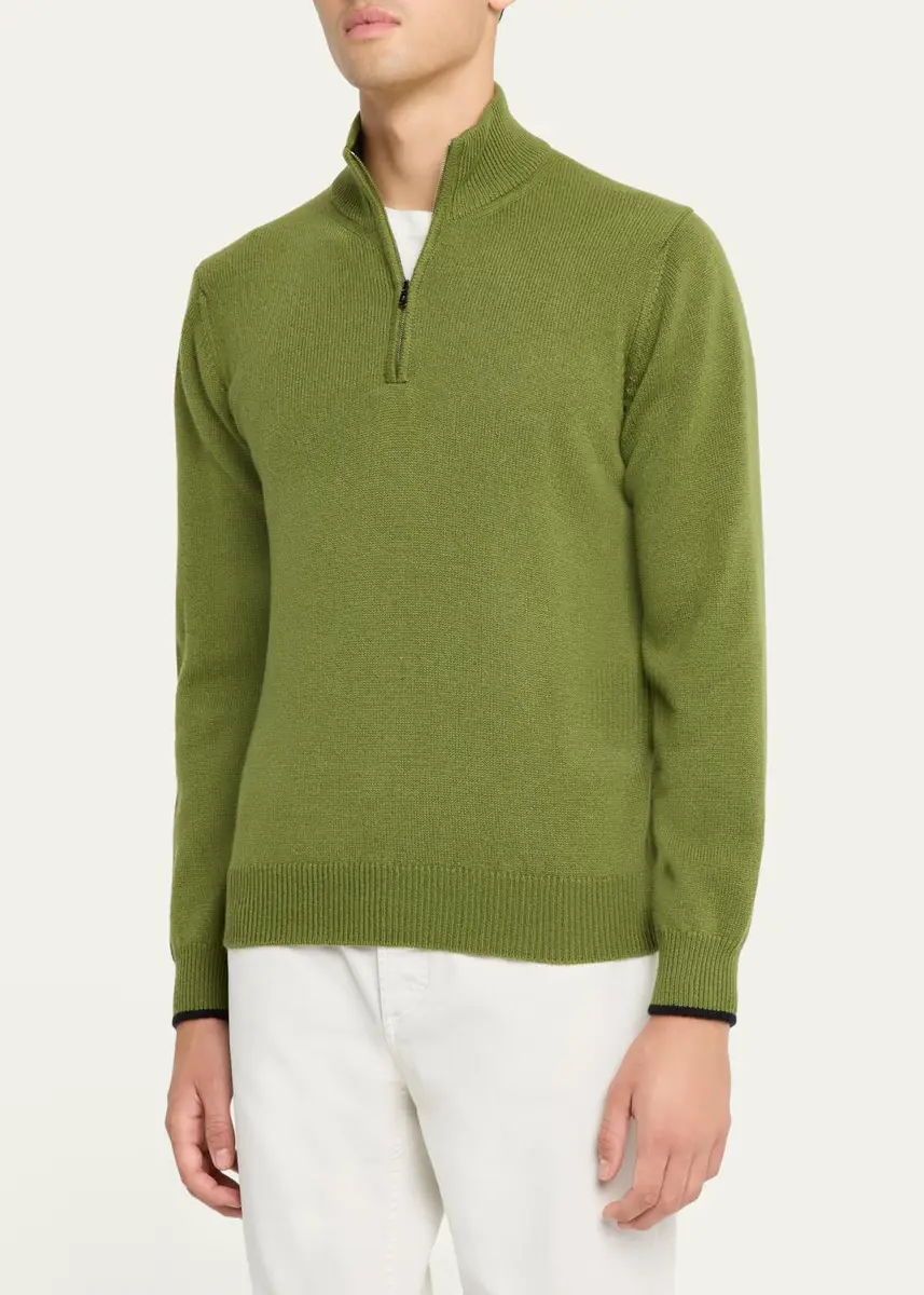 Fioroni Men's 3-Ply Cashmere Half-Zip Sweater | Thumbnail 4