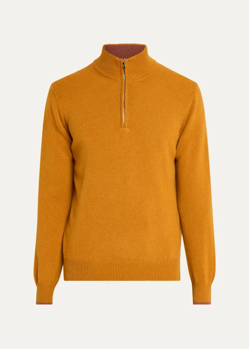 Fioroni Men's 3-Ply Cashmere Half-Zip Sweater | Thumbnail 6
