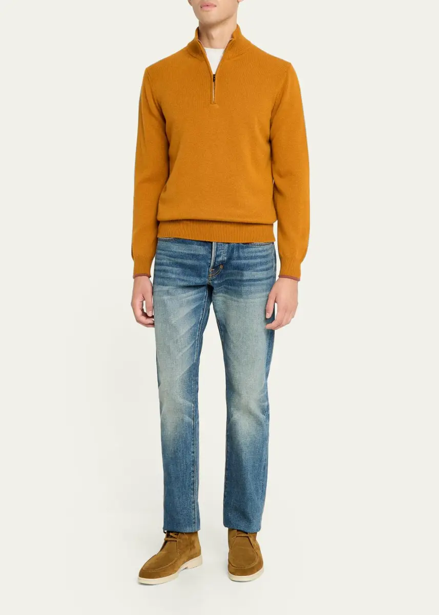 Fioroni Men's 3-Ply Cashmere Half-Zip Sweater | Thumbnail 7