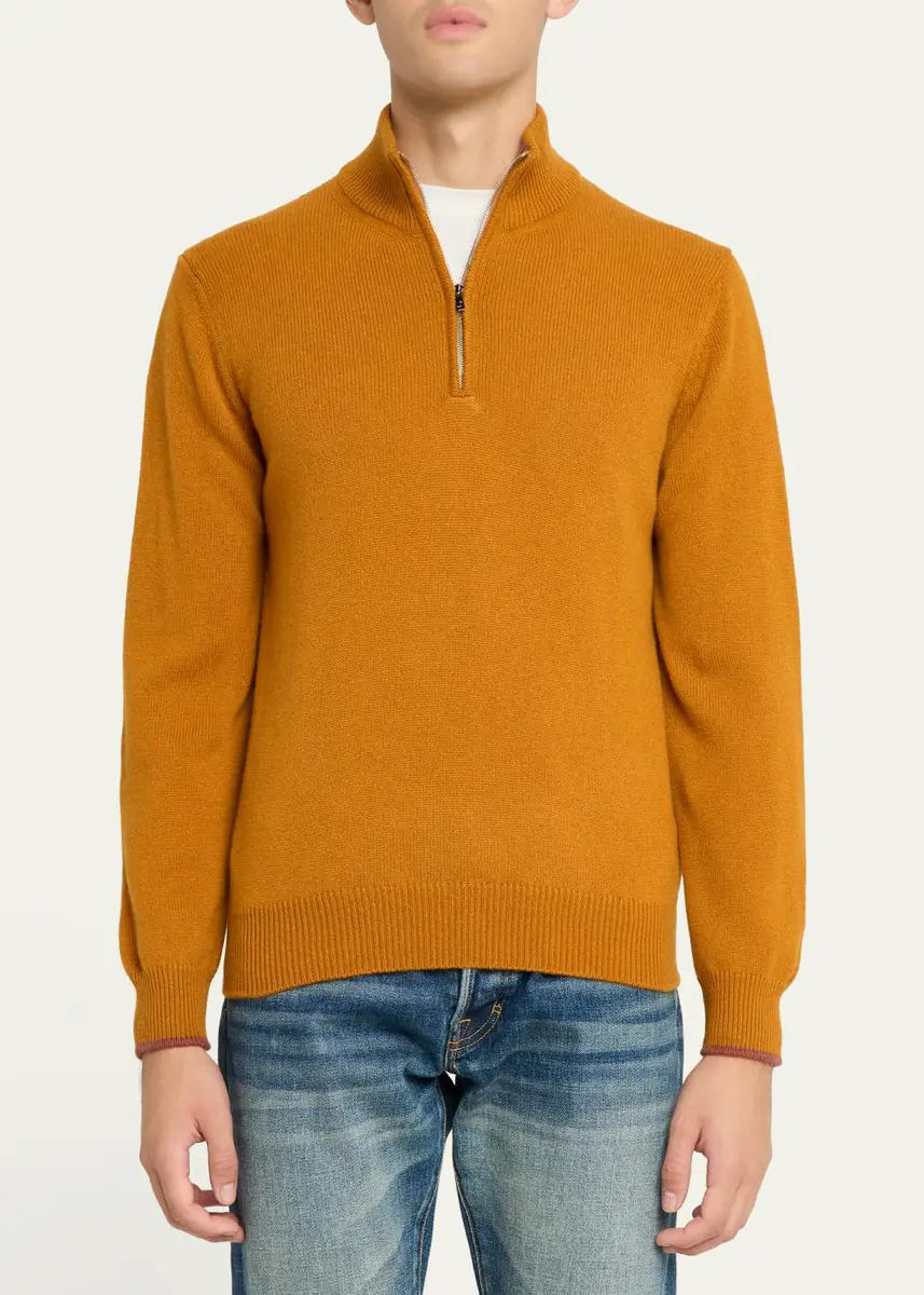 Fioroni Men's 3-Ply Cashmere Half-Zip Sweater | Thumbnail 9