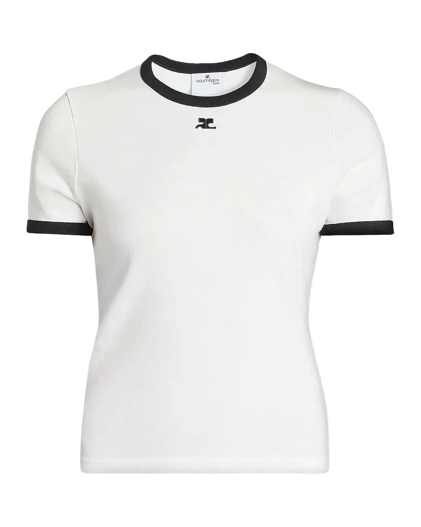 Courreges Contrast Trim Short-Sleeve T-Shirt | Image 1 Courreges Contrast Trim Short-Sleeve T-Shirt | Image 1
