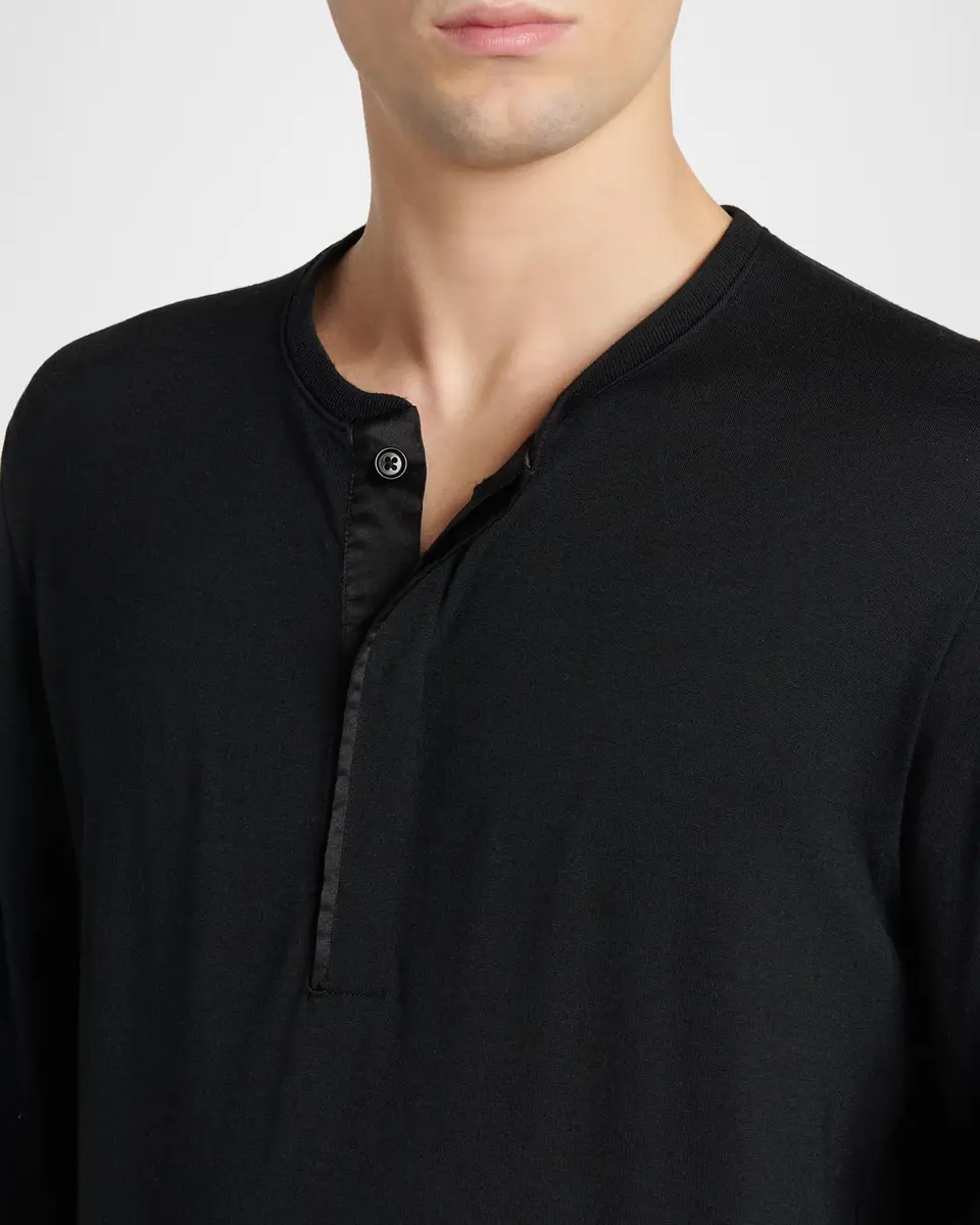 Tom Ford Men's Wool-Blend Henley Long-Sleeve T-Shirt | Thumbnail 4 Tom Ford Men's Wool-Blend Henley Long-Sleeve T-Shirt | Thumbnail 4