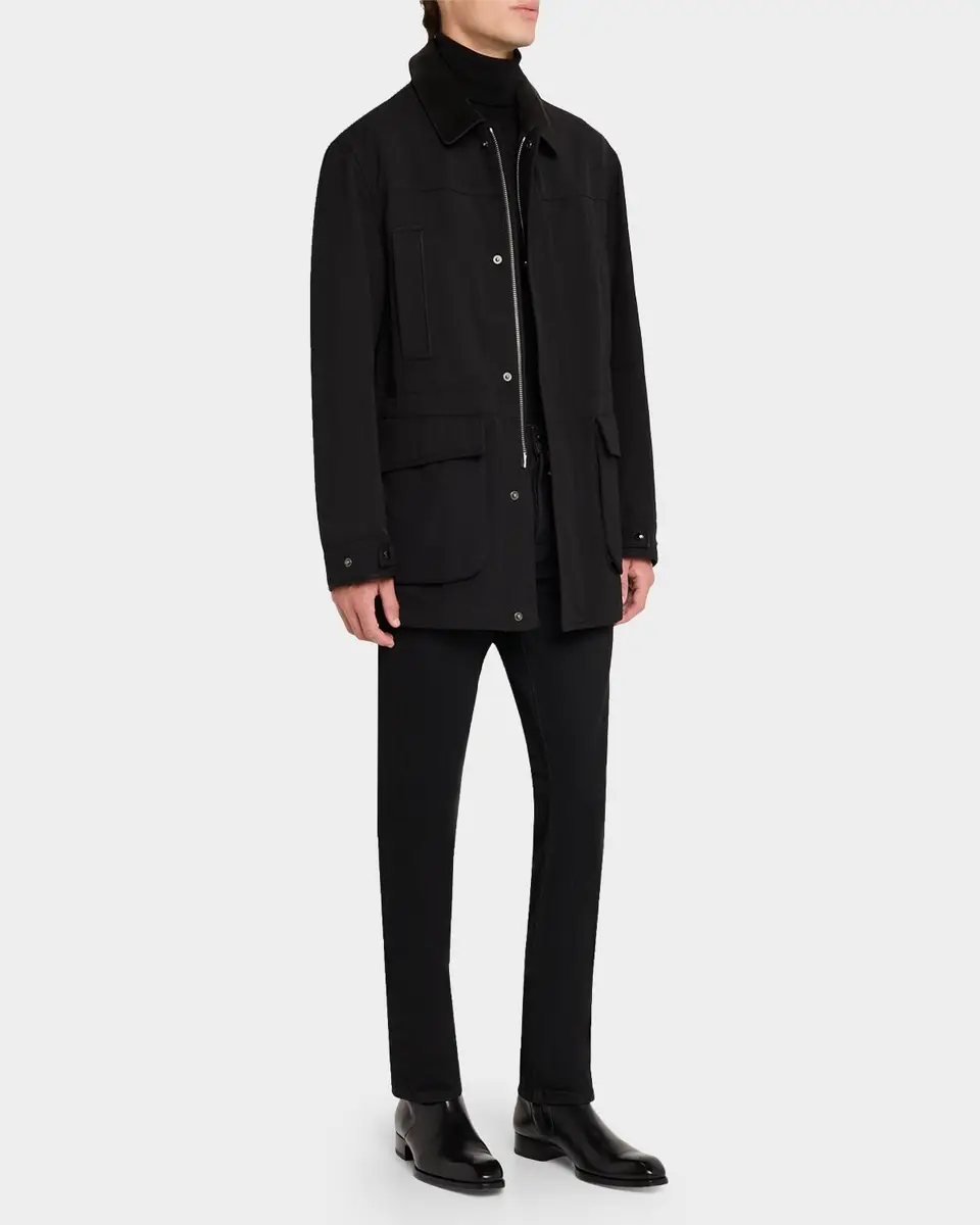Tom Ford Men's Leather-Trim Canvas Field Jacket | Thumbnail 2 Tom Ford Men's Leather-Trim Canvas Field Jacket | Thumbnail 2
