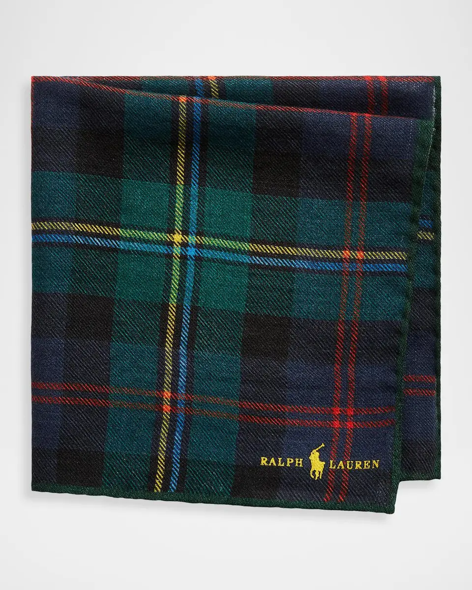 Polo Ralph Lauren Men's Tartan Wool Pocket Square | Thumbnail 2 Polo Ralph Lauren Men's Tartan Wool Pocket Square | Thumbnail 2